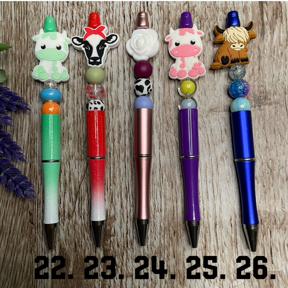 Handcrafted Cow Western Pens Beaded Unique Artisan Gifts Office Accessories